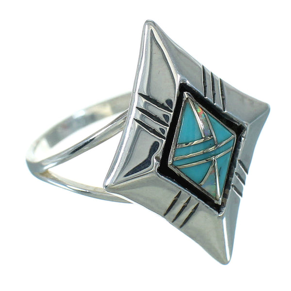 Silver Turquoise Opal Southwest Ring Size 6-3/4 YX71181